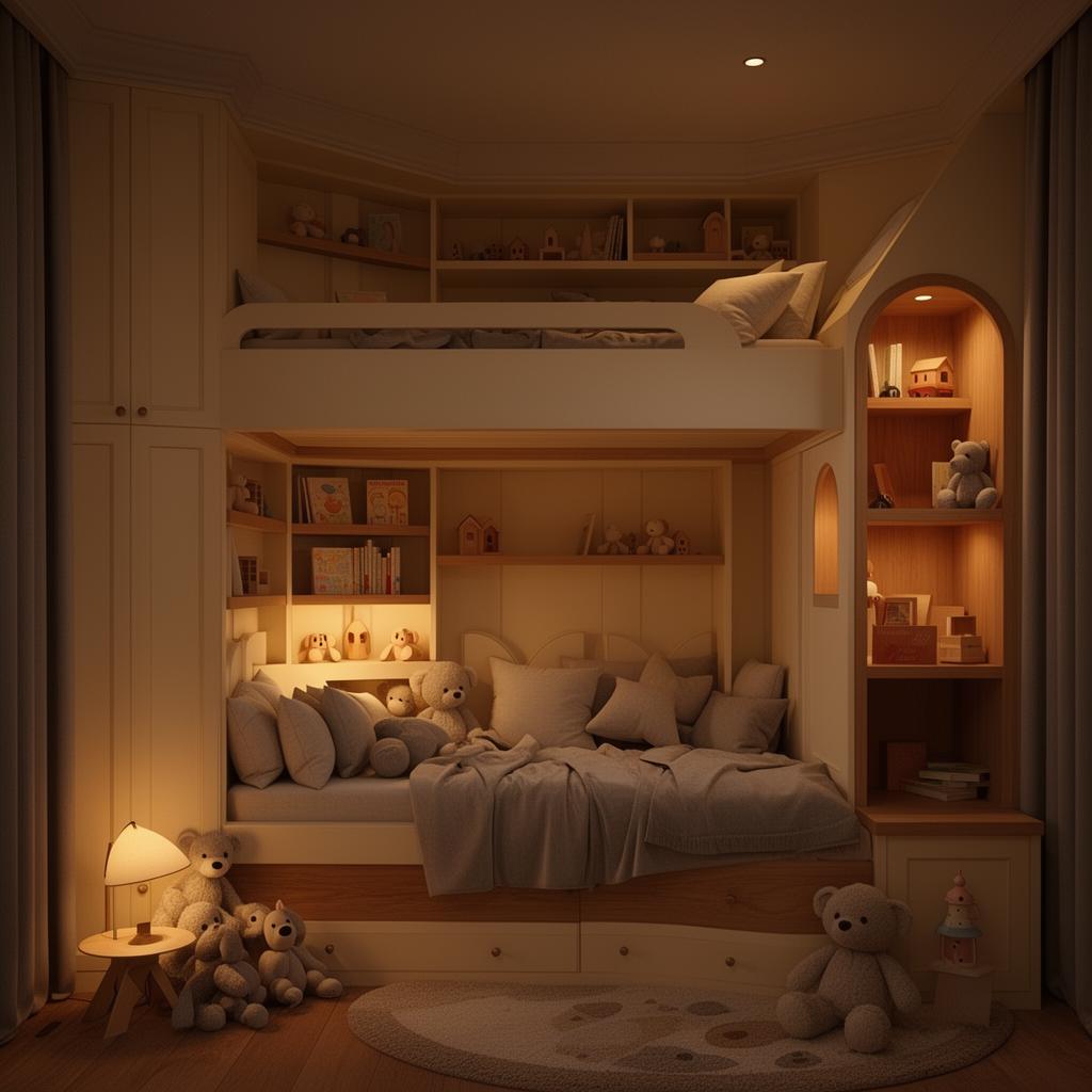 Quarto infantil planejado em tons claros